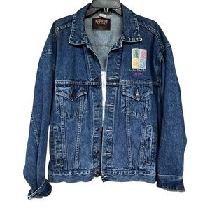 Butterfield Stage Denim Jacket Size Large, Live, Love, Laugh, Dream Brig…
